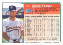 Load image into Gallery viewer, 1994 Topps Alex Diaz RC # 519 Milwaukee Brewers
