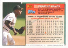 Load image into Gallery viewer, 1994 Topps Charlie Hayes # 655 Colorado Rockies
