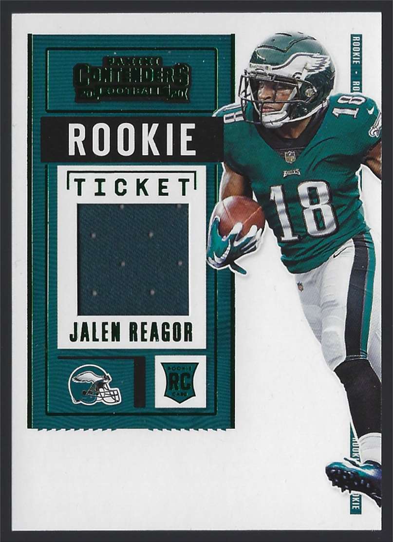 2020 Panini Contenders Jalen Reagor Green Rookie Ticket Jersey Patch RSV-JRE