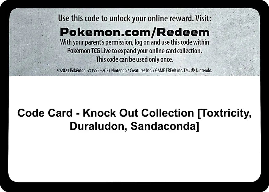 Code Card - Knock Out Collection [Toxtricity, Duraludon, Sandaconda] - Miscellaneous Cards & Products (MCAP)