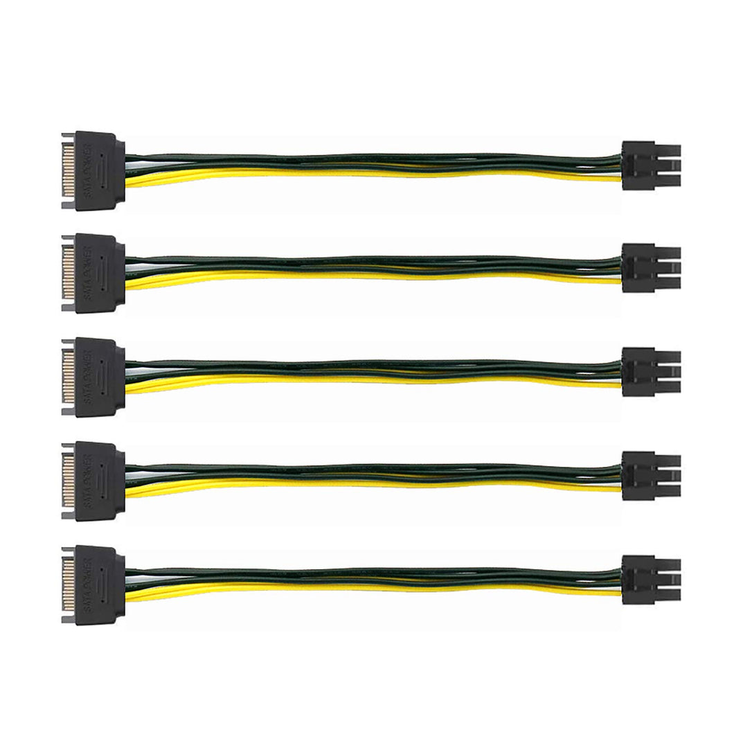 DaFuRui 6 Pin 15 SATA 15-Pin Male to 6 Pin PCI-Express Female Video Card 6 Pin SATA Power Adapter Cable(20CM/8 inch)