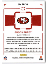 Load image into Gallery viewer, 2022 Panini Chronicles Photogenic Rookie Brock Purdy #PH-36 San Francisco 49ers
