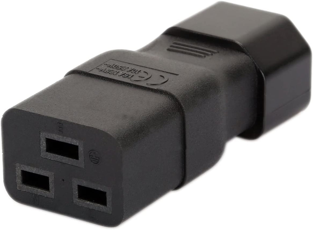 IEC 320 C14 to C19 AC Adapter, Vellcon IEC 15A to 10A,16A to 10A AC Converter,C19 16A to C14 10A Power Connector for PUD UPS, Black Color