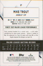 Load image into Gallery viewer, 2022 Topps Finest Mike Trout Refractor Card #27 Angels
