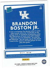 Load image into Gallery viewer, 2021 Panini Donruss Rated Rookies Brandon Boston Jr. 50 Kentucky Wildcats
