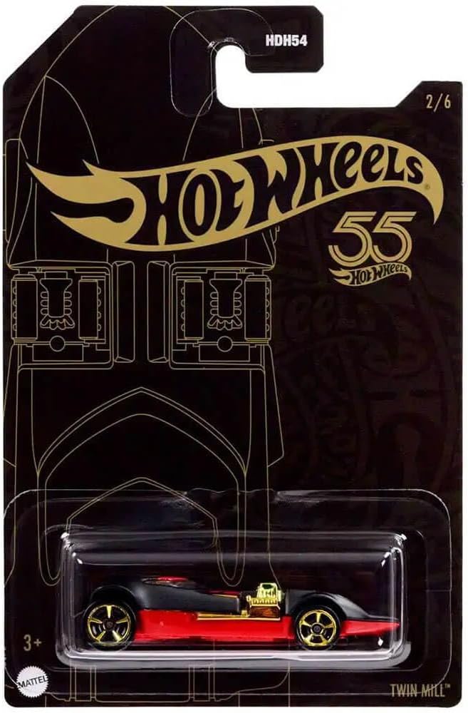 Hot Wheels Twin Mills #2/6 - 2023 55th Anniversary Black and Yellow pearl and Chrome