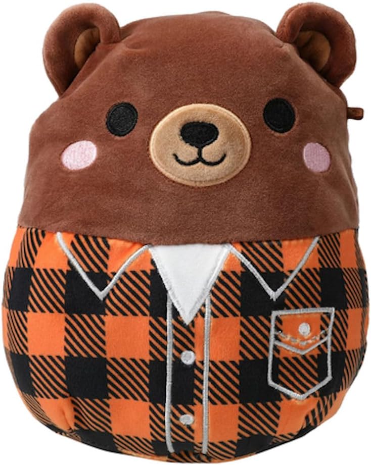 Squishmallows Omar the Bear Wearing A Flannel Shirt 7.5