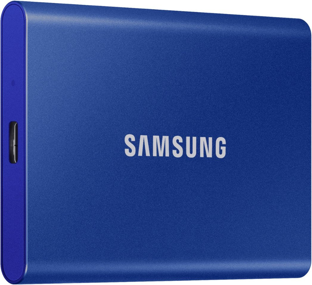 Samsung - T7 500GB External USB 3.2 Gen 2 Portable SSD with Hardware Encryption - Indigo Blue
