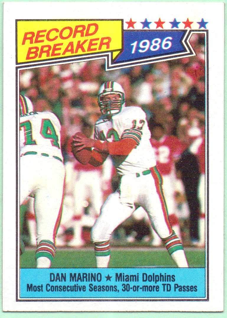 1987 Topps 1986 Record Breaker Dan Marino #6 Miami Dolphins
