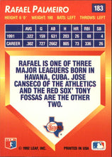 Load image into Gallery viewer, 1992 Leaf Rafael Palmeiro #183 Texas Rangers
