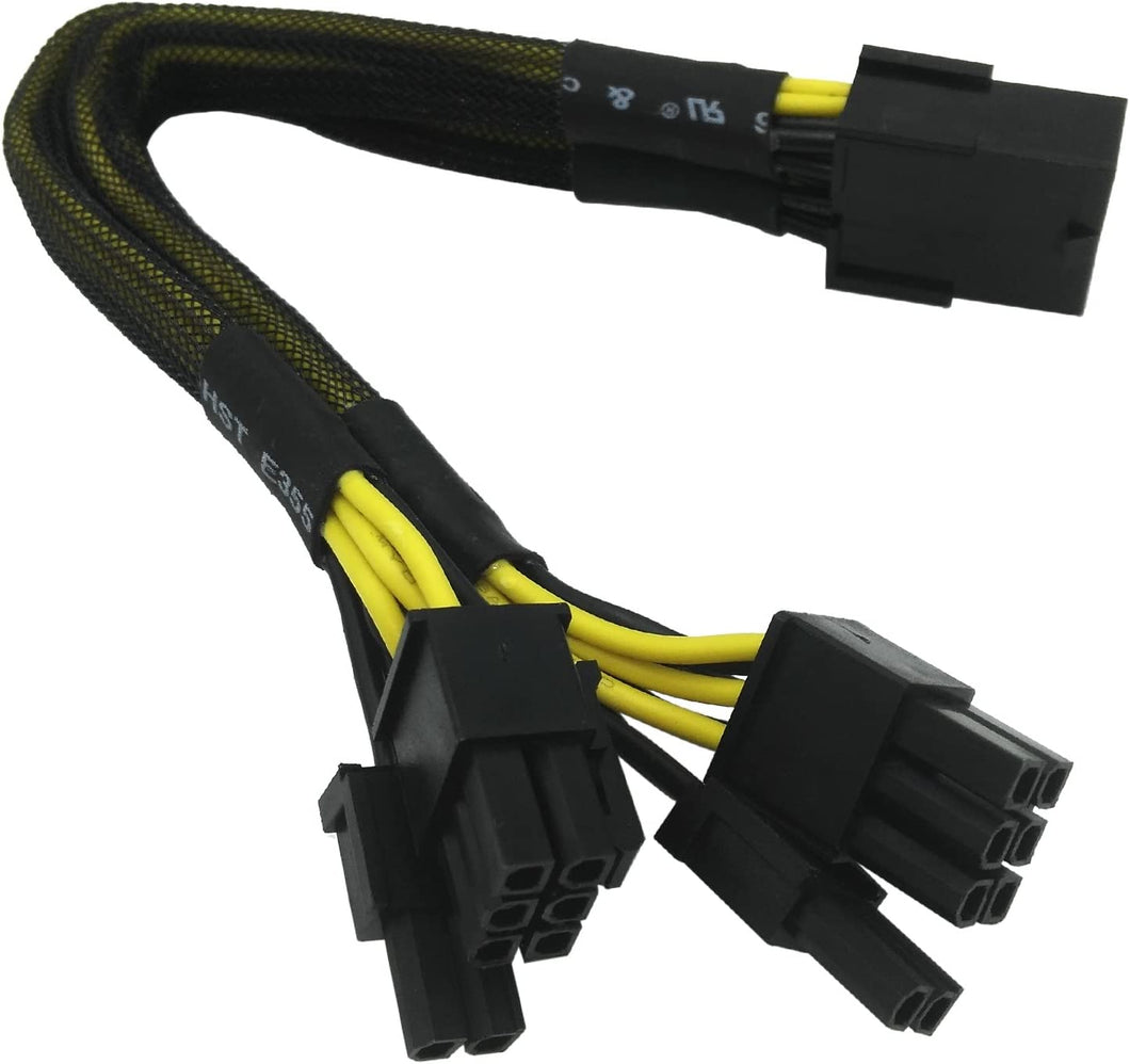 COMeap GPU VGA PCIe 8 Pin Female to Dual 2X 8 Pin (6+2) Male PCI Express Power Adapter Braided Y-Splitter Extension Cable 9-inch