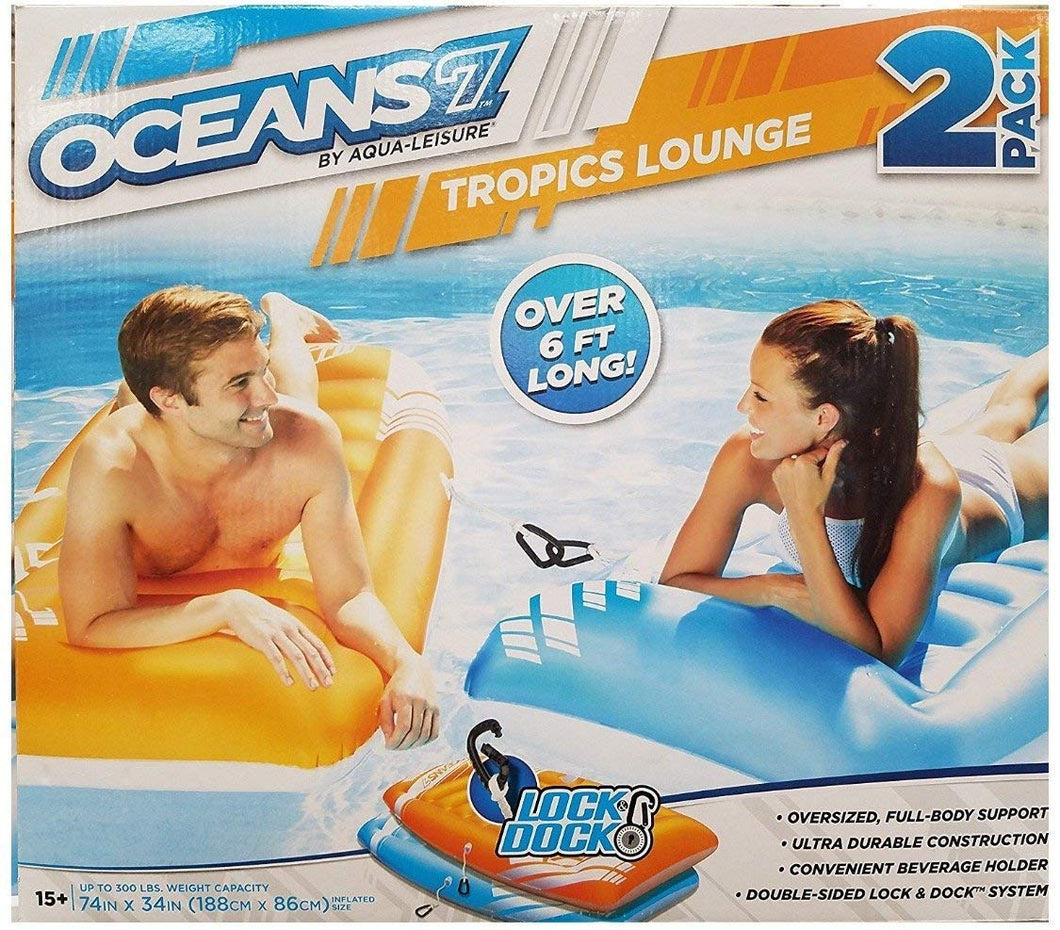 OCEANS7 Tropics Lounge (2 Pack) by Aqua Leisure Ultimate Air Cushioning-Oversized