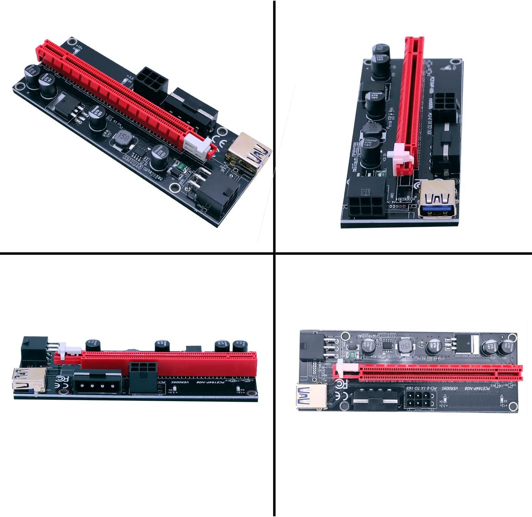 BTBcoin PCI-E Riser 009S GPU Riser Adapter Card PCIE X1 to X16 Extender PCI-Express Riser Cable for Bitcoin Litecoin ETH Coin Mining