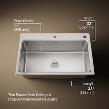 将图片加载到图库查看器，KOHLER Prologue Drop-in or undermount 33-in x 22-in Stainless steel Single bowl 18 -Gauge Workstation Kitchen Sink with Drainboard
