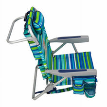 将图片加载到图库查看器，Tommy Bahama Reclining Beach Chair with Insulated Pouch - Set of 2, Aqua Stripes
