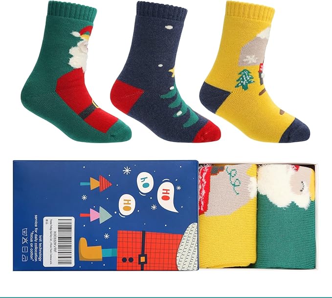 Christmas Socks Kid Sock Ultra Thick Warm Socks Boy and Girl winter Socks Cotton Crew Socks 3 Pairs