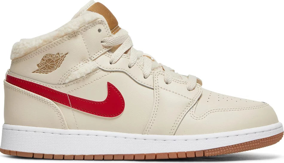 Jordan 1 Mid Utility Fleece Pearl White 4Y / 5.5W