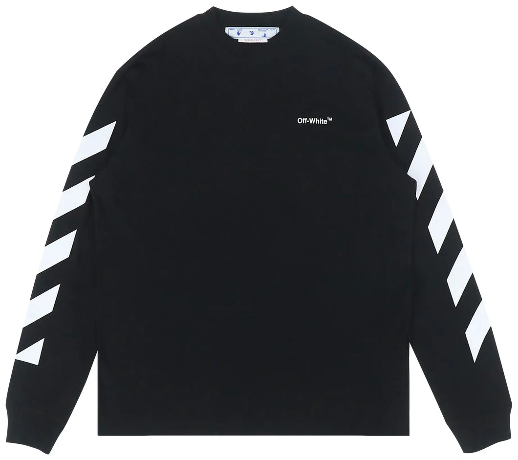 OFF-WHITE Diagonal Helvetica Long Sleeve T-Shirt Black/White Size Medium