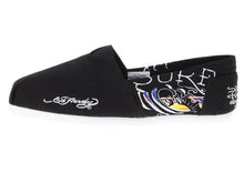 将图片加载到图库查看器，Ed Hardy Womens Bahamas Printed Canvas Slip On Flats Shoes Size 6W
