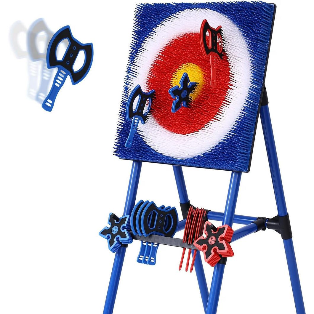 Axe Throwing Bristle Target with 8 Throwing Axes Set - Open Box