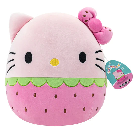 Squishmallows Hello Kitty Pink Strawberry Wearing Bow 12