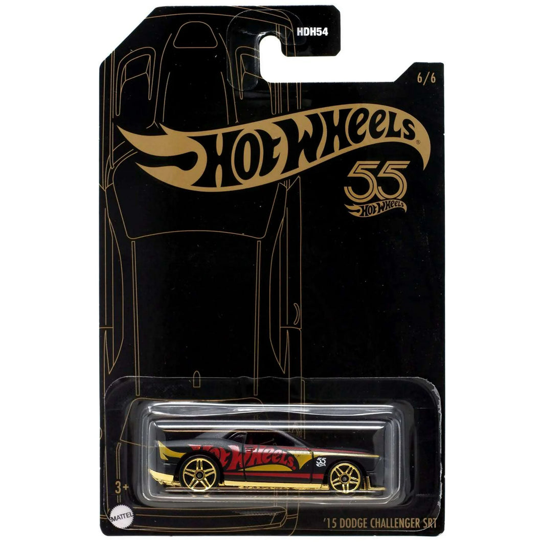 Hot Wheels HW 15 DODGE CHALLENGER SR #6/6 - 2023 55th Anniversary Black and Yellow pearl and Chrome