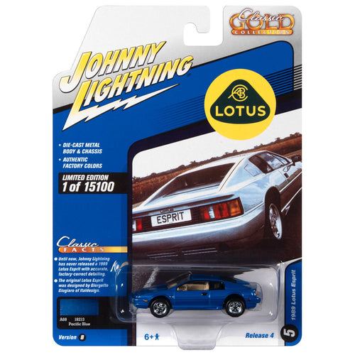 Johnny Lightning Jlcg027 Classic Gold Ver B 1989 Lotus Esprit Pacific Blue - walk-of-famesports