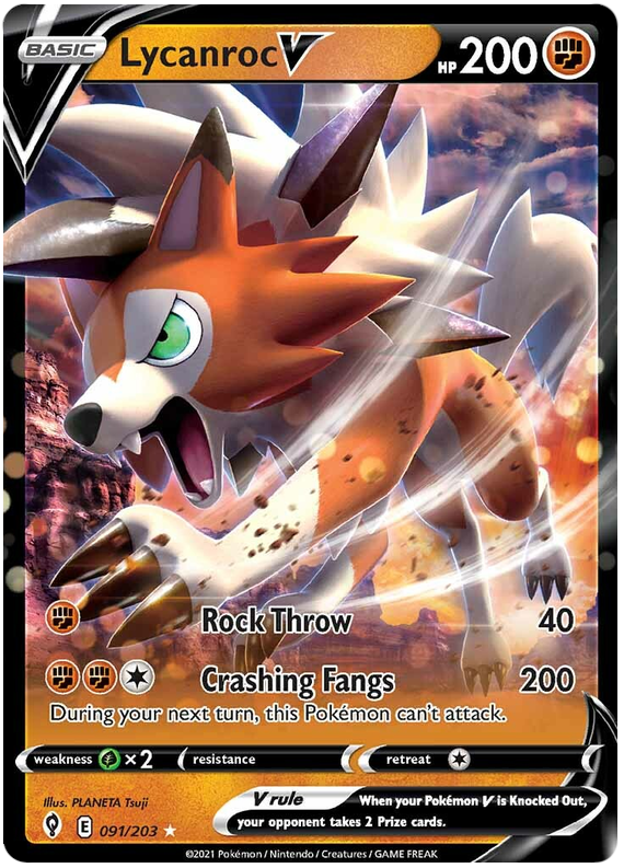 Sword and Shield Evolving Skies 091  Lycanroc V