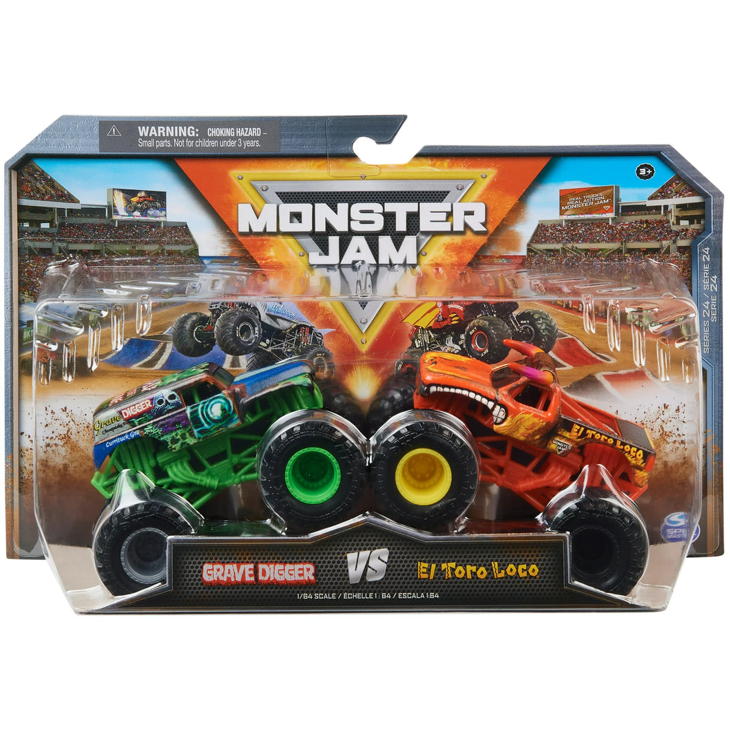 Monster Jam Grave Digger Vs. El Toro Loco - 1:64 Scale Monster Trucks - walk-of-famesports