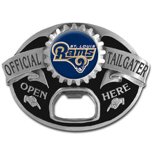 将图片加载到图库查看器，NFL Team Tailgater Belt Buckle Bottle Opener - Assorted Teams Choose Your
