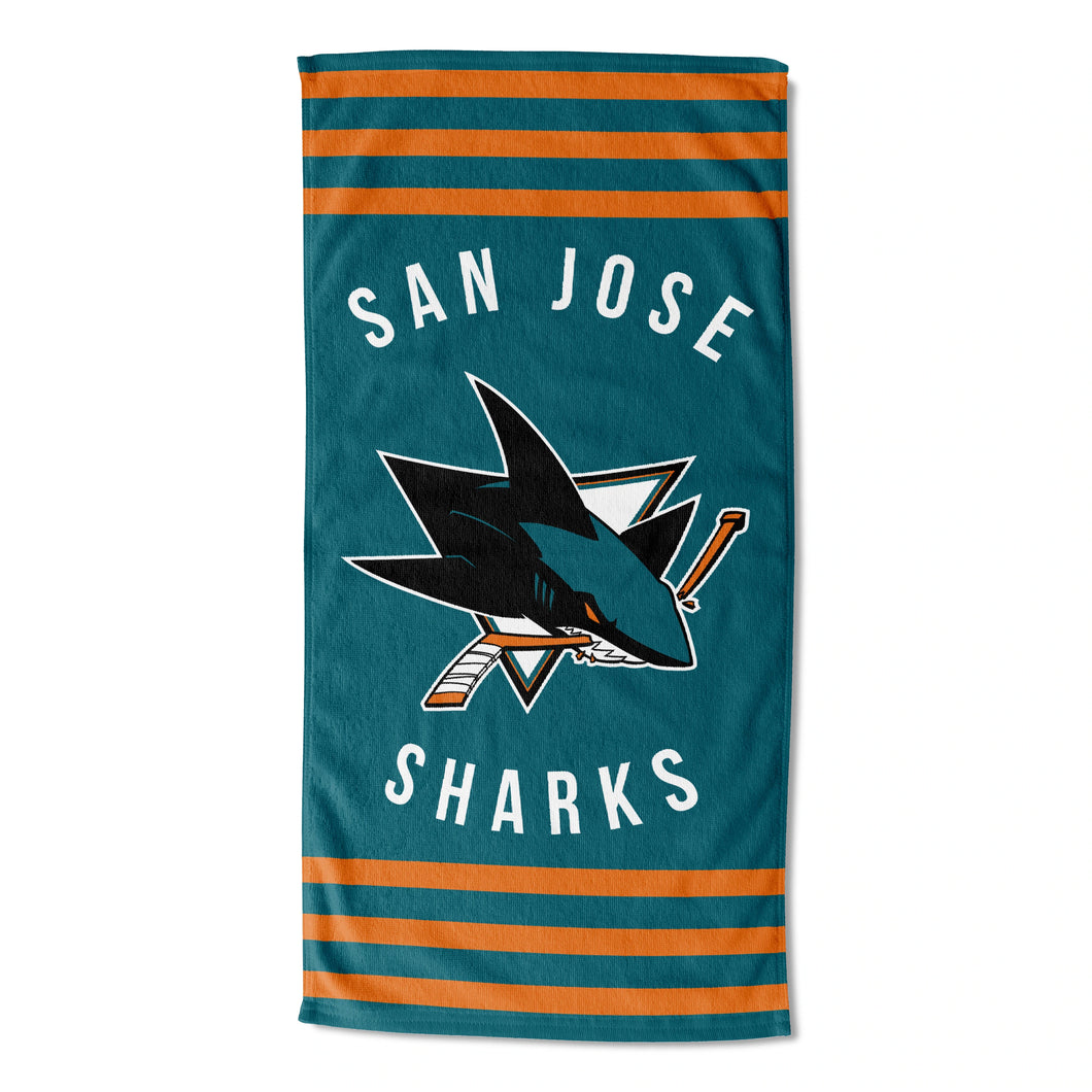 San Jose Sharks Stripes Beach Towel 30