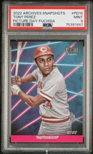 Load image into Gallery viewer, 2022 Topps Archives Snapshots Picture Day #/50 Tony Perez Pink SP Reds PD-19 PSA 9 POP 1
