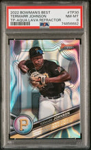 Load image into Gallery viewer, 2022 Bowman’s Best Termarr Johnson #TP-30 Aqua Lava Refractor /199 Pirates PSA 8
