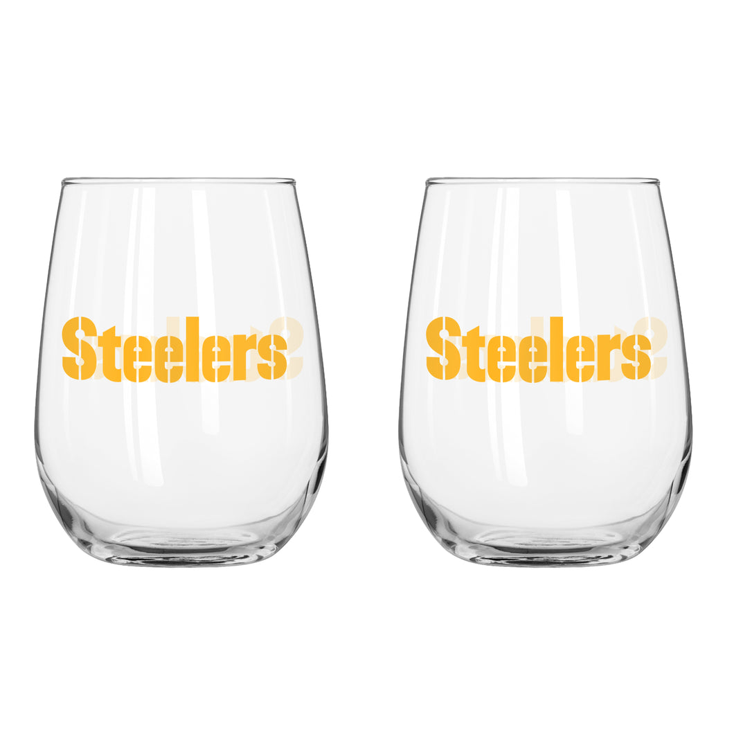 Pittsburgh Steelers Curved Wine Glass 16 Oz. 2 Pack
