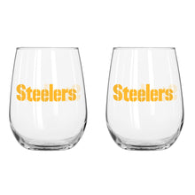 将图片加载到图库查看器，NFL Teams Curved Wine Glass 16 Oz. 2 Pack- Assorted Team &amp; Style Choose your
