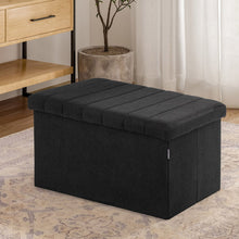 Load image into Gallery viewer, Seville Classics Boucle Foldable Trunk Ottoman (Black) - Open Box
