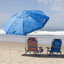 将图片加载到图库查看器，Tommy Bahama 8&#39; Blue Beach Umbrella with UV Protection and Tilt Function
