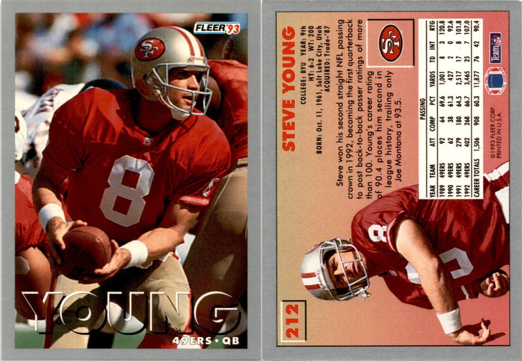 1993 Fleece Steve Young #212 San Francisco 49ers