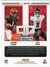 Load image into Gallery viewer, 2021 Panini Contenders #RN-KPI Ja&#39;Marr Chase Kyle Pitts Rookie - walk-of-famesports

