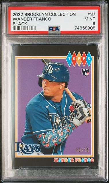Wander Franco 2022 Brooklyn Collection #37 RC Black /75 PSA MINT 9 Tampa Bay Rays
