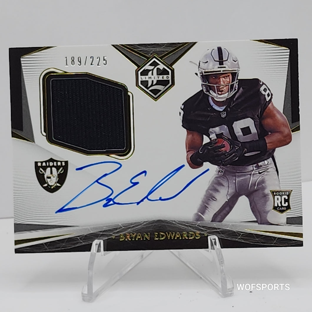 2020 Panini Limited Football Rookie Patch Autograph #128 Bryan Edwards #189/225