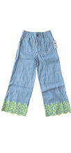 Load image into Gallery viewer, Anthropologie Maeve The Colette Cropped Wide-Leg Pants Embroidered Linen Sz 00
