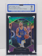 Load image into Gallery viewer, 2020 Panini Select #57 Stephen Curry Green/White/Purple Prizm ISA 9 Mint Low Pop
