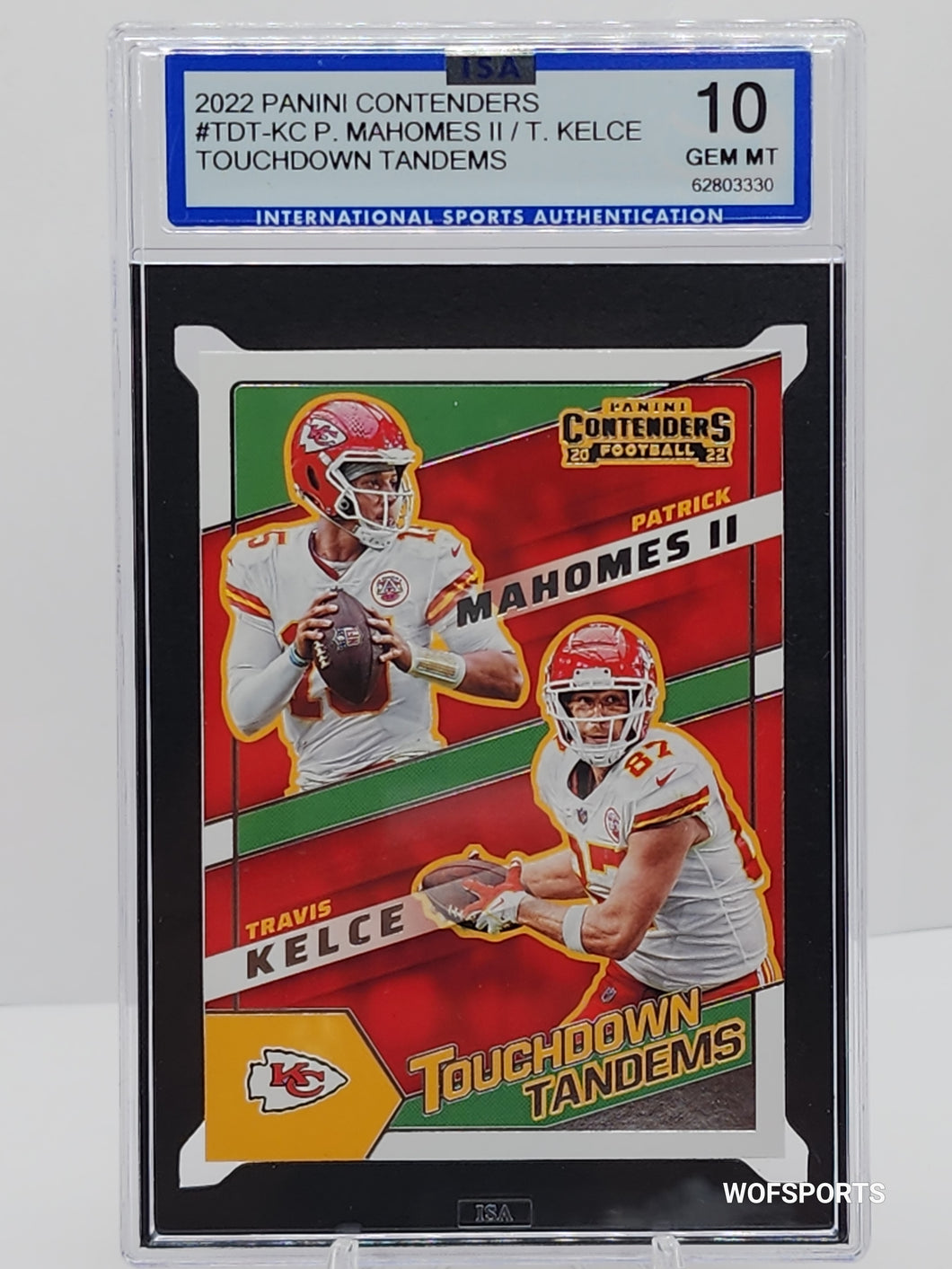 2022 Panini Contenders Touchdown Tandems Patrick Mahomes II / Travis Kelce SILVER id#/99 #TDT-KC Chiefs ISA GEM MINT 10