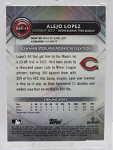 Load image into Gallery viewer, 2022 Bowman Sterling Rookie Black Atomic 5/10 Alejo Lopez RC #BSR-39 Cincinnati Reds
