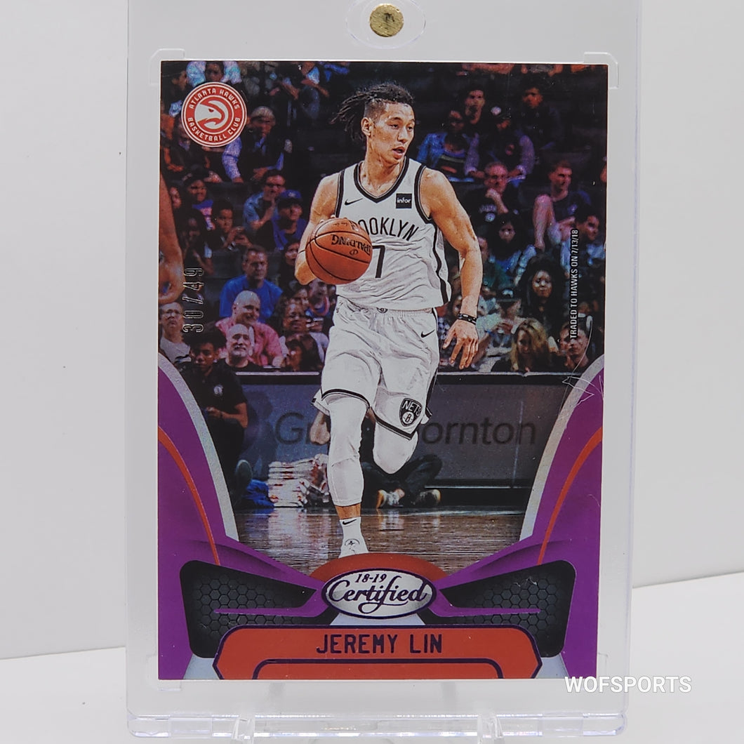 2018 Panini Certified Purple /49 Jeremy Lin #37 Atlanta Hawks