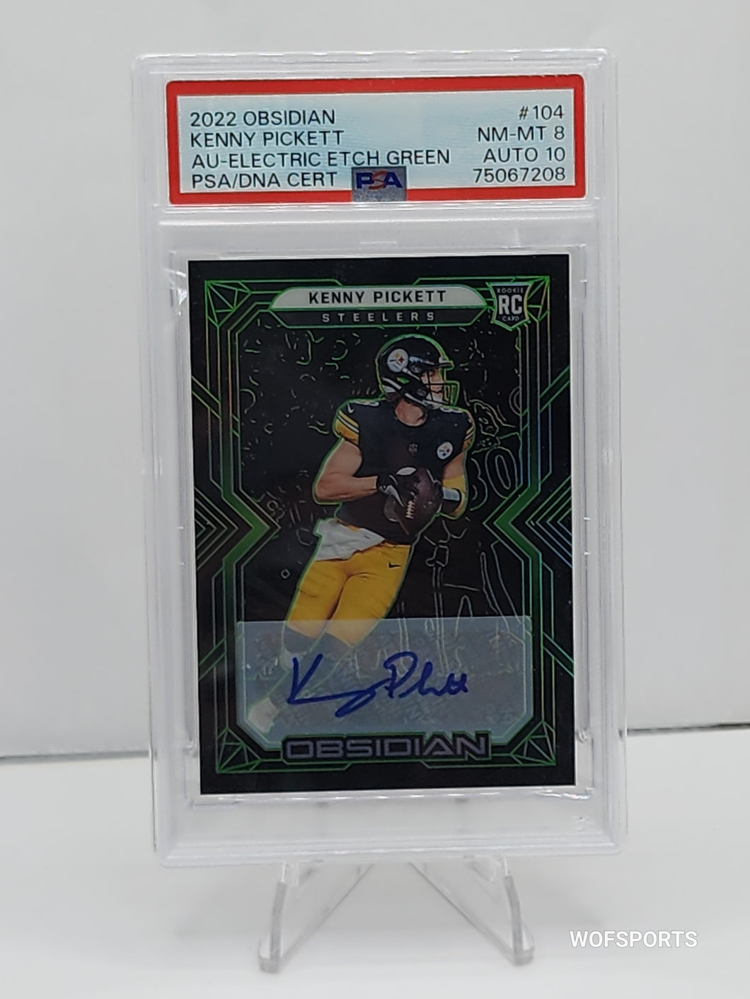 2022 Panini Obsidian Kenny Pickett #104 Auto Electric Etch Green Rookies #/50 RC Pittsburgh Steelers PSA 8/10 Auto