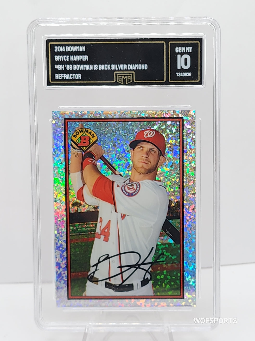 2014 Bowman Bryce Harper '89 Silver Diamond Refractor #BIB89-BH Washington Nationals GMA 10 Gem Mint