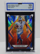 تحميل الصورة إلى عارض المعرض، 2020 Panini Phoenix Fire Burst D&#39;Andre Swift RC Detroit Lions #109 ISA GEM Mint 10
