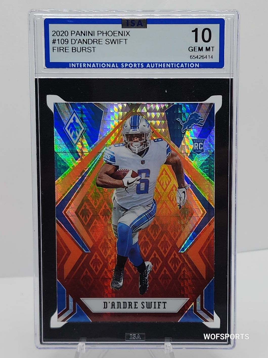 2020 Panini Phoenix Fire Burst D'Andre Swift RC Detroit Lions #109 ISA GEM Mint 10
